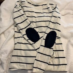 Banana republic navy and white striped sweater. Lightweight. Navy elbow patches